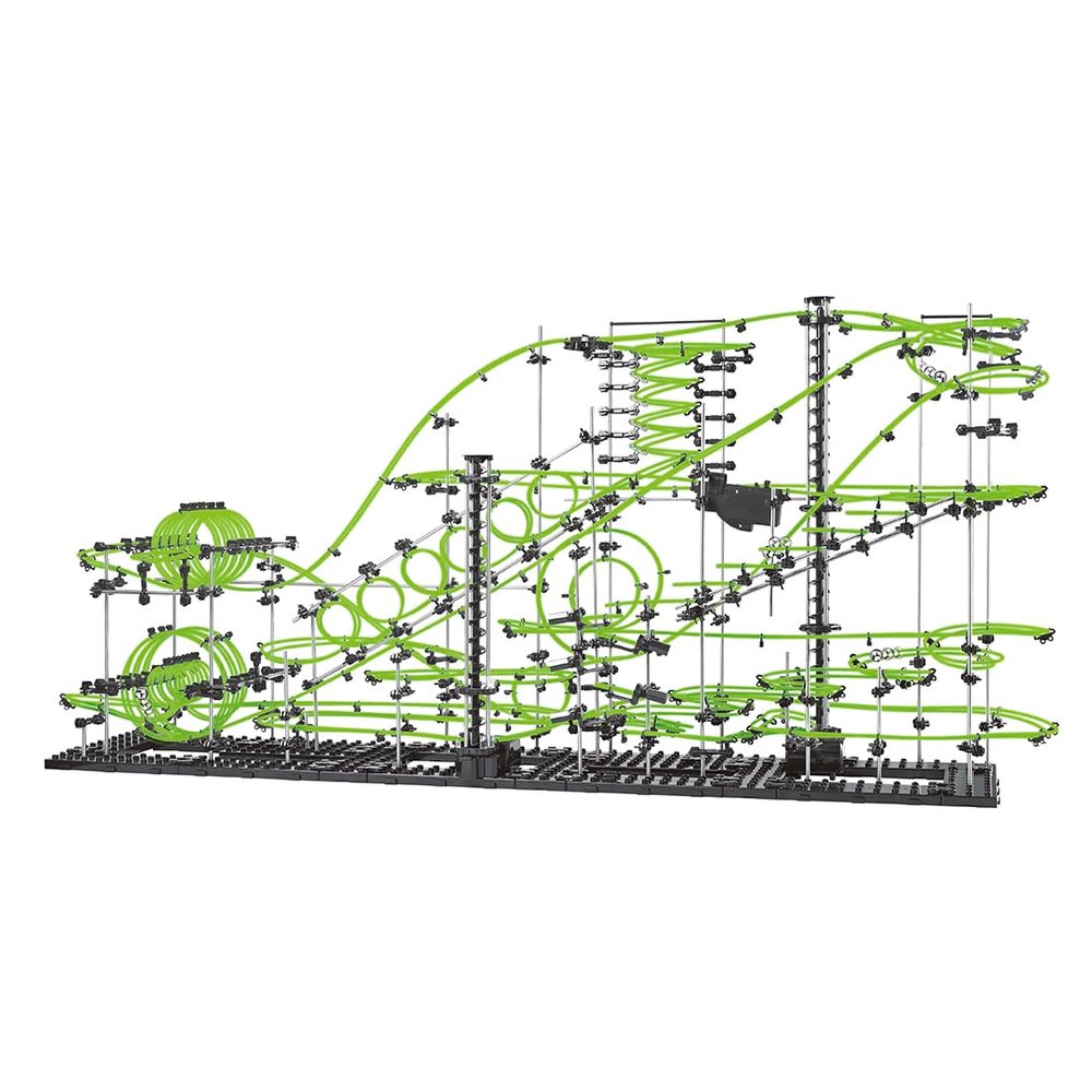 Level 3-8, 757 PCS Marble Run Set Toys with 10 Steel Balls Glow in The Dark, Maze Game Marble Roller Coaster Kit Educational Learning Building Blocks for Adults(233-8G)