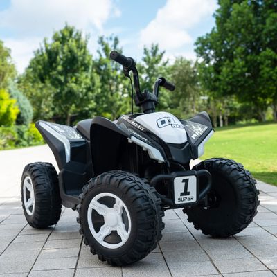 24V Kids Ride On ATV Quad, Electric 4 Wheeler with Spring Suspension, LED Headlights, Music, High/Low Speed, Off-Road Toy Vehicle, Ultimate Birthday for Boys Girls, White