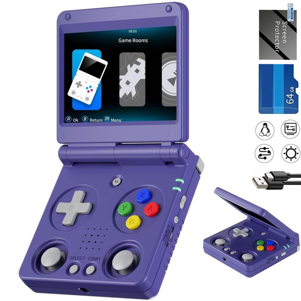 Flip Retro Handheld Game Console Retro Gaming Console with 64G Preloaded 5532 Games,3300 mAh Battey, Portable Clamshell Games Consoles Supports 5G WiFi Bluetooth HDMI 30+ Simulators
