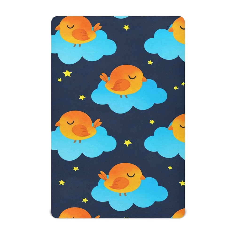 Gravopti Birds Sleeping Clouds Crib Sheets for Girls and Boys, Soft Breathable Cotton Crib Sheets for Toddler Bed Mattress 39X27 Inch