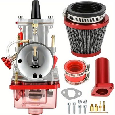 24mm Carburetor Kit with Air Filter for 212 224 196 200 GX200 CT200U Mini Go(Red)