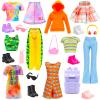 18 Pcs Doll Clothes & Accessories for 11.5 Inch Girl Dolls Include 6 Chill Outfit Hooded Sweater, Dress, Skirt, Sport Wear, Jumpsuit, 6 Shoes, 1 Backpack, 5 Accessories for Dolls Casual Wear view 1