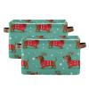 Pfrewn Christmas Winter Storage Basket Dutch Hound Dog in Christmas Pullover Collapsible Rectangular Storage Boxes Organizer Shelf Basket Toy Book Storage Bin for Nursery 2 Pack view 1