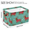 Pfrewn Christmas Winter Storage Basket Dutch Hound Dog in Christmas Pullover Collapsible Rectangular Storage Boxes Organizer Shelf Basket Toy Book Storage Bin for Nursery 2 Pack view 4