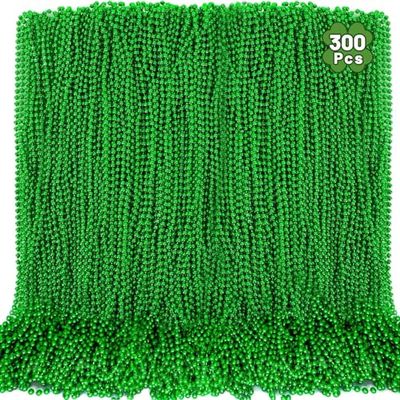300 PCS St Patricks Day Accessories,32" St. Patrick's Day Green Beads Bulk Necklaces Costumes Set for Parade Throws, Party Supplies Favors, Metallic Green Irish Saint Patricks Day Decorations