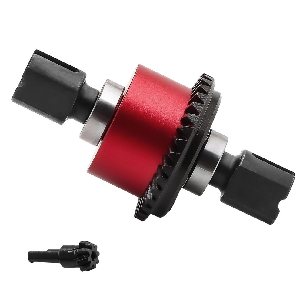 1/7 RC Car Differential 35+8T Gear Ratio Assembly Easy to Install Aluminum Alloy Component 1.1 Module Differential Gear, Red