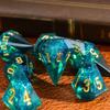 CRITALLIC 7PCS Diamond DND Dice Set,Transparent Sharp Edge Die Set D&D RPG Polyhedral Dice,for TTRPG Games Roleplaying Games.(Green) view 3