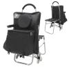 Foldable Stair Climbing Cart with Seat, Folding Chair with Detachable Storage Bag for Art Student to Sketch Outdoors, Multi Use Rolling Cart with Built-in Seat, Removable Bag (Black) view 1