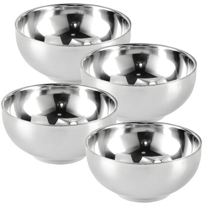 5.5 in 4 Pcs Dish Set & Cereal Snack, Double Wall 304 Steel Stainless Insulated, Bowls Unbreakable for Home Travel Safe Dishwasher
