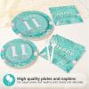 96Pcs 11th Birthday Party Decorations Teal and Silver Plates and Napkins Tableware Sets Teal Ballons Theme Party Decorations for Girls Eleven Years Old Birthday Supplies Serves 24 view 3