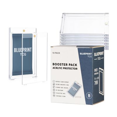 10-Pack Clear Magnetic One-Touch Booster Pack Holders UV-Protected Display Cases for Standard Trading Cards, Sports & Collectibles