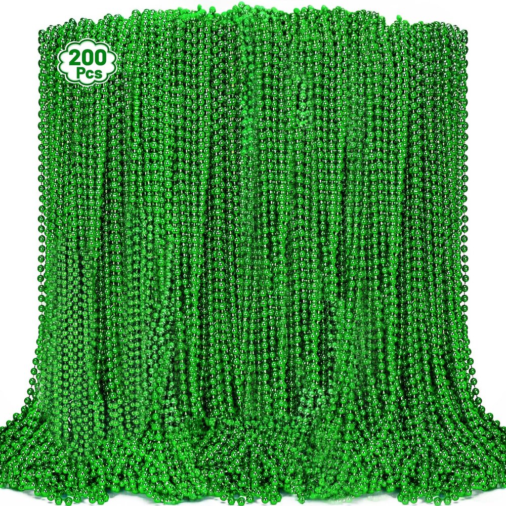 200 Pcs St Patricks Day Accessories Green Beads Necklace,St. Particks Day Beaded Bulk Necklaces Decorations,Irish Saint Patricks Day Party Favors&Parade Throws for School Event,Birthday,Carnival Favors