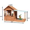 Kids Playhouse with Sandbox, Wooden Outdoor Cottage Play House with Sand Pit for Backyard Garden Ages 3 to 10 Years Old (Brown) view 2