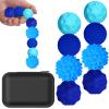BUSOHA Silicone Fidget Balls - 8 Pack Fidget Toys Stress Balls for Adults Sensory Stone Travel Toys for Calming,Autism and ADHD,Gifts for Teens ,Blue view 1