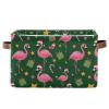 Pfrewn Christmas Winter Storage Basket Christmas Flamingo Stars Green Collapsible Rectangular Storage Boxes Organizer Shelf Basket Toy Book Storage Bin for Nursery 1 Pack view 1