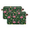 Pfrewn Christmas Winter Storage Basket Christmas Flamingo Stars Green Collapsible Rectangular Storage Boxes Organizer Shelf Basket Toy Book Storage Bin for Nursery 1 Pack view 2