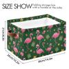 Pfrewn Christmas Winter Storage Basket Christmas Flamingo Stars Green Collapsible Rectangular Storage Boxes Organizer Shelf Basket Toy Book Storage Bin for Nursery 1 Pack view 4