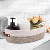 2 Pcs Oval Storage Baskets, Cotton Rope, Woven Rope Basket With Handles Of Leather, Organizer For Bathroom, Container For Nursery view 4