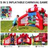OZIS 5-in-1 Inflatable Carnival Game with Blower, Portable Basketball Hoop, Axe Throw, Soccer Target, Ring Toss, Tic-Tac-Toe for Backyard and Party, White & Red view 2
