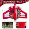 OZIS 5-in-1 Inflatable Carnival Game with Blower, Portable Basketball Hoop, Axe Throw, Soccer Target, Ring Toss, Tic-Tac-Toe for Backyard and Party, White & Red view 3