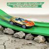 15Ft Flexible Race Car Track Starter Set  Classic Extra Long Bendable Car Ramp, Compatible with Diecast 1/64 Scale Cars Hot Wheels Matchbox, Kids 3+ Years-Green view 3