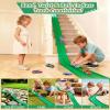 15Ft Flexible Race Car Track Starter Set  Classic Extra Long Bendable Car Ramp, Compatible with Diecast 1/64 Scale Cars Hot Wheels Matchbox, Kids 3+ Years-Green view 4