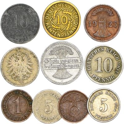 10 Mixed Deutches Reich Novelty Coins | Fantasy Tokens from 1871-1945 | German Empire | Weimar Republic | Germany | WWI & WWII | Collectible Souvenir Coins for Your Album or Holders