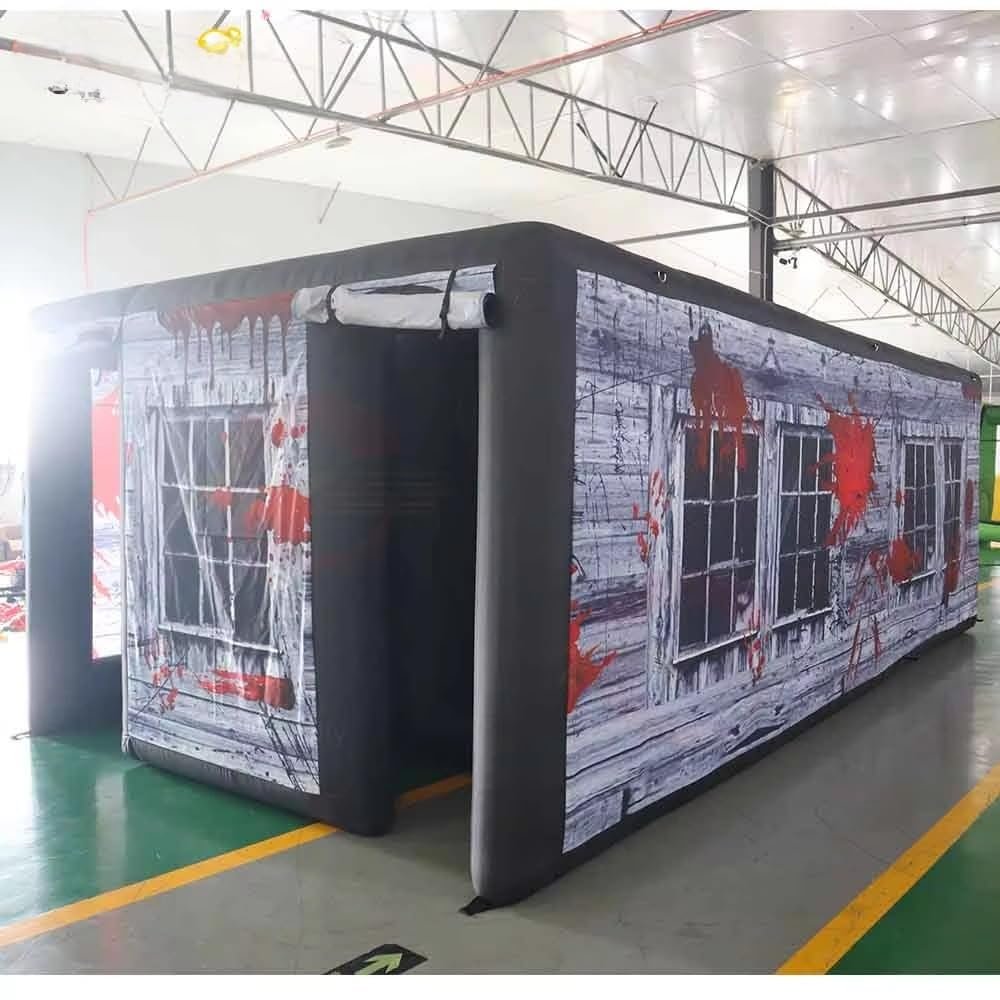 6x4m Inflatable Halloween Maze Blow Up Inflatable Haunted House Laser Tag Game 20x13ftwith Blower