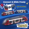 Crelloci 4 Pack Bullet Train Set, Linked High Speed Lotomotive Toy Train, Connectable Model Car, Sliding Wheel Railway Cars Vehicle Set with Front & Rear Couplers, Gift for Kids Boys Ages 3+ view 3