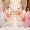 wilwolfer 6 Pack Kids Teepee Tent Bulk and Inflatable Airbed & Light, Natural Toddler Play Tent for Girls Boys Indoor Sleepover Slumber Party Birthday Gifts(Pink, White) view 1