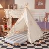 wilwolfer 6 Pack Kids Teepee Tent Bulk and Inflatable Airbed & Light, Natural Toddler Play Tent for Girls Boys Indoor Sleepover Slumber Party Birthday Gifts(Pink, White) view 3