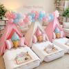 wilwolfer 6 Pack Kids Teepee Tent Bulk and Inflatable Airbed & Light, Natural Toddler Play Tent for Girls Boys Indoor Sleepover Slumber Party Birthday Gifts(Pink, White) view 4