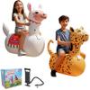Inflatable Bouncy Leopard & Alpaca Toys 2PCS,Heavy Duty Giant Inflatable Bouncy Toys For Age 5+ with Air Pump ,Indoor Outdoor Ride On Bouncy Animal Hopper Toy,220lbs Load Capacity Gifts For Boys Girls view 1