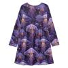 Aflyko Ocean Skater Dress Jellyfish Fantasy Galaxy Purple Cute Girl Casual Wear Relaxed Fit Holiday Costume Festive Lovely Birthday Present, 9-10Y view 4