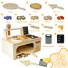 Wooden Pizza Toy Playset for Kids Ages 35, Montessori Pretend Play Food & Wooden Kitchen Playset with Easy Bake Oven, Slice & Serve Pizza Maker Toy, Educational Cooking Gift for Boys and Girls view 2