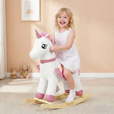 FUNLIO Unicorn Baby Rocking Horse for Kids 3-6 Years, Rainbow Fairy Unicorn Rocking Horse, Stuffed Ride-on Animal Rocker, Easy to Assemble, CPC & CE Certified-Large