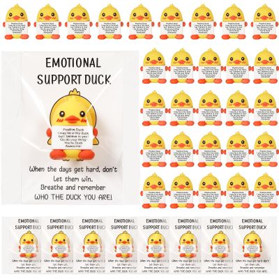 90 Pcs Positive Gifts Set Duck Gift Include 30 Mini Rubber Duck Figures 30 Positive Cards 30 Package Bags Inspirational Gifts for Being Awesome Friends Employee Coworker Staff Teacher Team