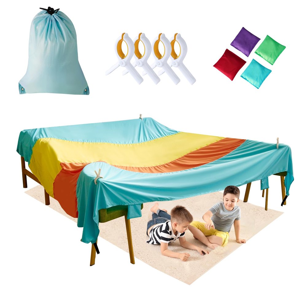 Birodeko Blanket Fort Building Kit for Kids, Portable Playhouse Play Tent Fort with CPC Certification, Indoor/Outdoor Air Tent Fort for Kids Age 4-8 8-12