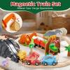 Lehoo Castle Wooden Train Set - Dinosaur Train Set for Toddlers 2-4, Wooden Train Track Railway Playset Toys for 3 4 5 6 Year Old Boys Girls Birthday Gifts view 2