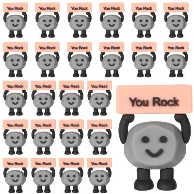 25 Pcs Mini Rubber Stone Gifts Christmas Positive Inspirational You Rock Stone Figures Bulk Motivational Decorations and Encouragement Appreciation Gift for Teacher Coworker Staff