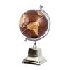 Chocolate Brown Metal World Globe  15H Decorative Globe with Silver Aluminum Square Pedestal Base, Brown & Gold Tabletop Accent view 3