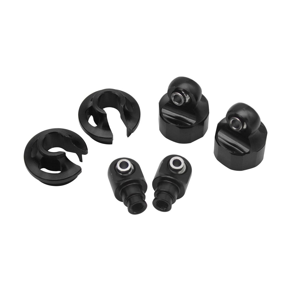 FLMLF Aluminum 8mm Shock Absorber Base Upper and Lower Shock Mounting Arm Kit Black For 1/5 HPI Baja 5B 5T 5SC SS ROVAN KM RC CAR Truck