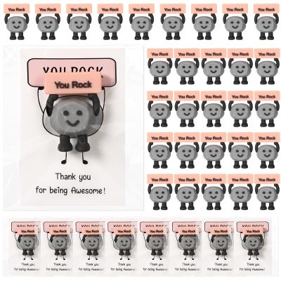 90 Pcs Positive Gifts Set You Rock Gift Include 30 Mini Rubber Rock Figures 30 Positive Cards 30 Package Bags Inspirational Gifts for Being Awesome Friend Employee Coworker Staff Teacher Team