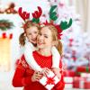 4-Piece Christmas Deer Antler Headbands, Plush 9X7.9 In Holiday Hair Accessories With Bows, Stars & Holly For Party Looks And Photo Props view 2