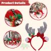 4-Piece Christmas Deer Antler Headbands, Plush 9X7.9 In Holiday Hair Accessories With Bows, Stars & Holly For Party Looks And Photo Props view 4