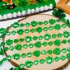 100PCS St. Patricks Day Necklace, Green Shamrock Beads St Patrick's Day Necklaces, Irish Saint Patricks Day Necklace Bulk, St. Patricks Day 4 Leaf Clover Decorations Throw for Parade Party Supplies view 3