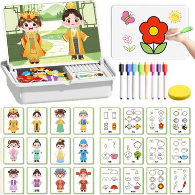 Magnetic Puzzles Face Dress up Travel Game Double Side Preschool Educational Learning Toy for Kids, Decorating Fridge with Magnetic Letters - Enhances Creativity and Learning (Clothes)