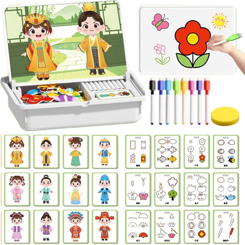 Magnetic Puzzles Face Dress up Travel Game Double Side Preschool Educational Learning Toy for Kids, Decorating Fridge with Magnetic Letters - Enhances Creativity and Learning (Clothes)