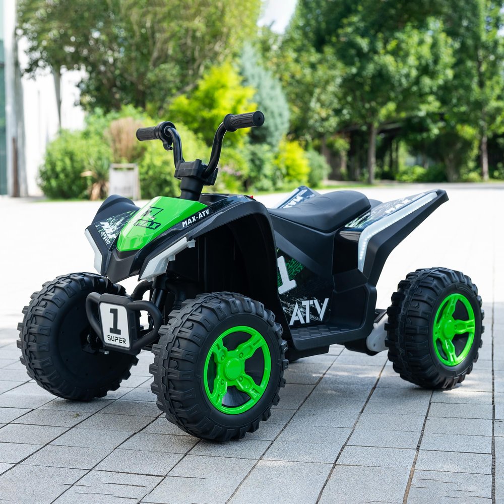 24V Kids Ride On ATV Quad, Electric 4 Wheeler with Spring Suspension, LED Headlights, Music, High/Low Speed, Off-Road Toy Vehicle, Ultimate Birthday for Boys Girls, Green