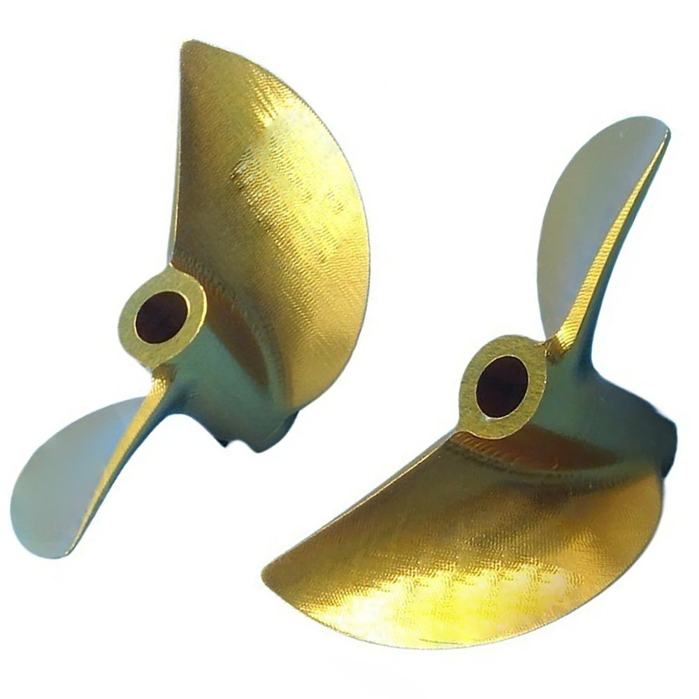 RC Boat CNC Aluminum Alloy Propeller Pair 7075 High Speed CW CCW Propellers Pitch 1.6 Gold 4mm/4.76mm Shaft Hole(4.76mm,44mm)